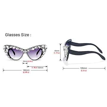 willochra Oversized Diamond Sunglasses Women Rhinestone Cat Eye Sunglasses Vintage Men bling party sunglasses Eyewear (C1)