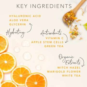 Vitamin C Face Toner - USA Made with Natural & Organic Ingredients, Alcohol-Free Skin Brightening Facial Toner for Sensitive and Aging Skin, Pore Minimizing Face Mist for Women and Men