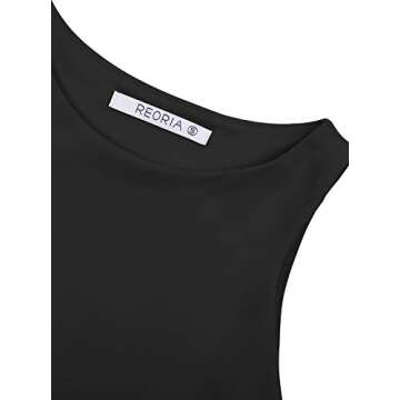 REORIA Women's Sexy Sleeveless High Neck Racerback Cropped Tank Tops Cute Teen Girls Halter Neck Crop Tops Vest Black Large