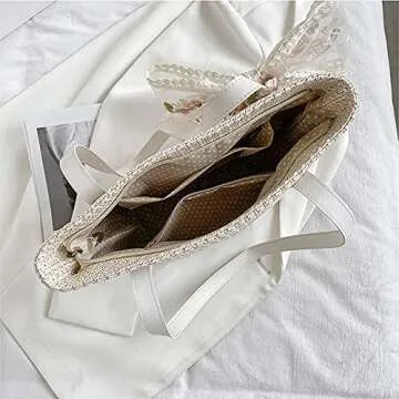 Stylish QTKJ Women Straw Beach Tote Bag for Summer