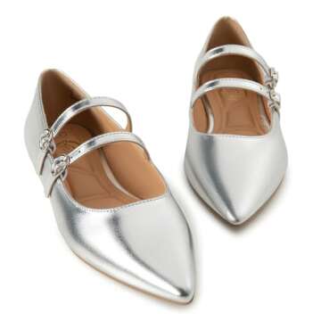 Trary Silver Mary Jane Ballet Flats - Stylish & Comfortable