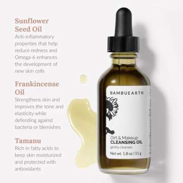 BambuEarth Gentle Oil Cleanser and Makeup Remover - Organic Ingredients & EWG Certified - Daily Face...