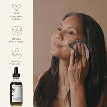 BambuEarth Gentle Oil Cleanser and Makeup Remover - Organic Ingredients & EWG Certified - Daily Face Cleanser for All Skin Types. Cleansing Oil for Removing Dirt - Vegan Skincare (1.8 oz)