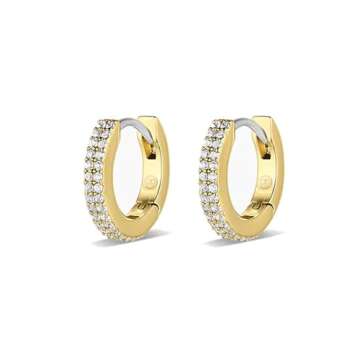 gorjana Women's Wilder Shimmer Bar Huggies, 18K Gold Plated, White Cubic Zirconia Hoop earrings w/Hinge Closure