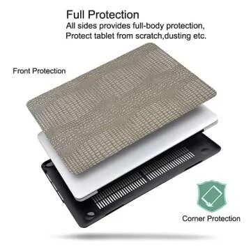 DTangLsm Compatible with MacBook Air 13 inch Case 2010-2017 Release A1466 A1369 Crocodile PU Leather Plastic Hard Shell Case & Keyboard Cover for Old Version MacBook Air 13 Case 2017, Silver