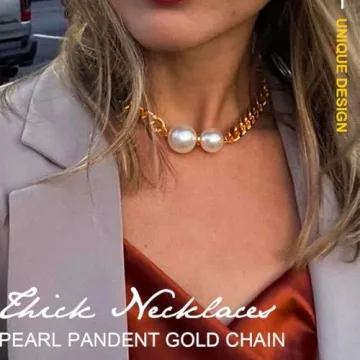 TWINKLEDE Gold Choker Necklace with Pearl Pendant