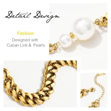 TWINKLEDE Gold Choker Necklace with Pearl Pendant