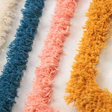 JASEN Boho Throw Pillow Cover, Woven Tufted Decorative Pillow Cover with Tassels