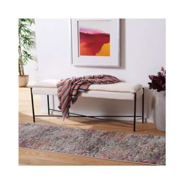 Safavieh Home Kara 50-inch Light Beige and Black Cushioned X-Bench