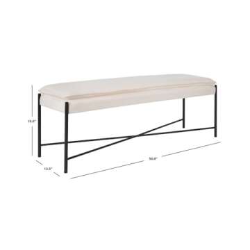 Safavieh Home Kara 50-inch Light Beige and Black Cushioned X-Bench