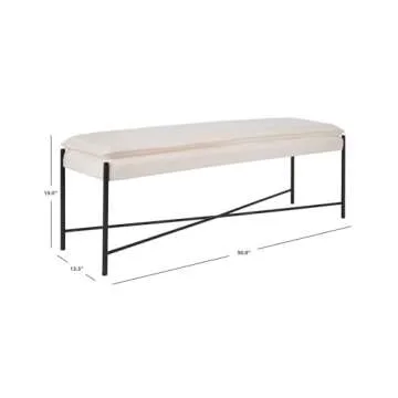Safavieh Home Kara 50-inch Light Beige and Black Cushioned X-Bench