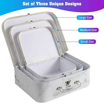 Anndason Set of 3 Paperboard Suitcases Storage Box Rentals for Gift and Home Organization