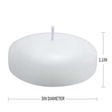24 Pack Floating Candles, 3” White Unscented Dripless Wax Burning Candles, for Cylinder Vases, Wed...