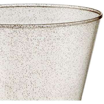 Oojami 100 count Gold Glitter 9 oz Party Cups Old Fashioned Tumblers