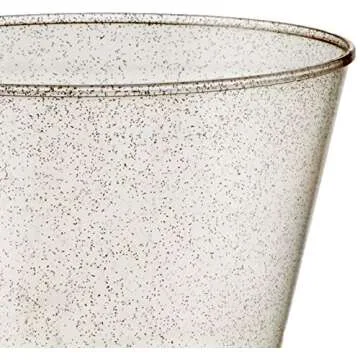 Oojami 100 count Gold Glitter 9 oz Party Cups Old Fashioned Tumblers