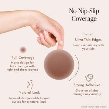 Bare Babe Reusable Silicone Nipple Covers - Waterproof, Nude, 4 Shades - Sticky Breast Stickers for Strapless Dress (Cocoa)