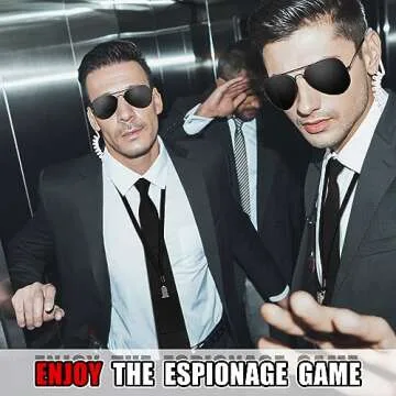 Mepase Set of 10 Agent Costume Accessory Kit Secret Security Guard Costume Adjustable Pretied Zipper Tie Black Sunglasses ID Badge Prop Earpiece for Men Halloween Party Cosplay Game