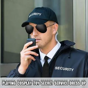 Mepase Set of 10 Agent Costume Accessory Kit Secret Security Guard Costume Adjustable Pretied Zipper Tie Black Sunglasses ID Badge Prop Earpiece for Men Halloween Party Cosplay Game