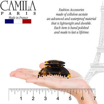 Camila Paris CP2470 French Hair Clip for Women, Small Handmade, Tokyo, Girls Hair Claw Clips Jaw Fashion Durable Styling Hair Accessories for Women, Strong Hold No Slip Grip. Made in France