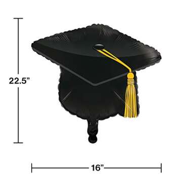 Black Graduation Cap Mylar Balloon, 3 ct
