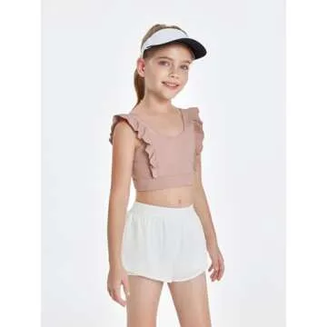 Girls Cute Ruffle Sports Bra for Dance and Yoga