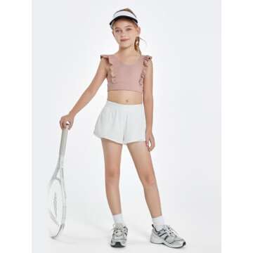 Girls Training Bra Cute Ruffle Sports Bra for Kids Comfort Dance Yoga Crop Top Pink