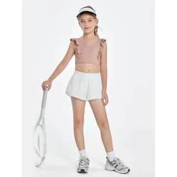 Girls Cute Ruffle Sports Bra for Dance and Yoga