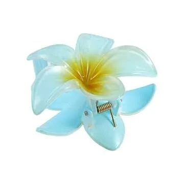 VOCOSTE 4Pcs Claw Clips, Hair Clips for Girls Flower Shape Hair Accessories, Pink Purple Blue Yellow