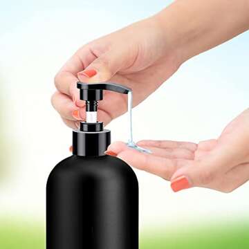 Black Soap Dispenser with Rust Proof Pump, Waterproof Labels (2 Pack,16 Oz) Bathroom, Plastic Hand D...