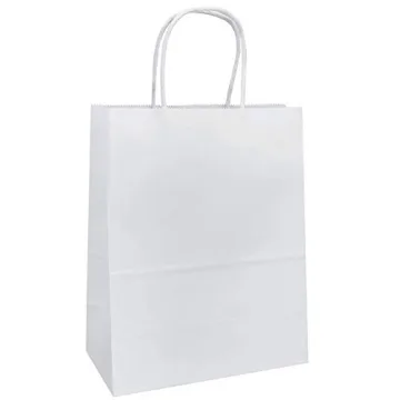 Flexicore Packaging - 100 Pcs White Kraft Paper Handle Bags for Gifts, Parties, and More