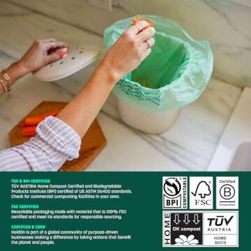 4-Gallon Trash Bags – Heavy-Duty and Compostable, Small Trash Bags, Kitchen Trash Bags for Kitchen Bin (2-pack, 100 bags)