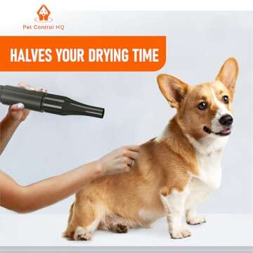 Dog Dryer for Pet Grooming - Professional High Velocity Blow Dryer for Dogs - Pet Hair Dryer Blower - Dog Blow Dryer Heater with 4 Different Nozzles