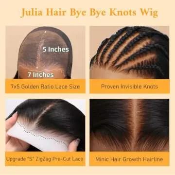 Julia Hair Light Yaki Straight Bob Wig Human Hair Pre-Cut HD Lace Bye Bye Knots Glueless Wigs Human Hair Put on and Go Pre Bleached Invisible Knots 7x5 Lace Front Wigs Lace Closure Bob Wigs 12 Inch