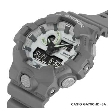 G-Shock Casio GA700HD-8A Glowing Luminescent Dial Analog Digital Gray Watch, Grey