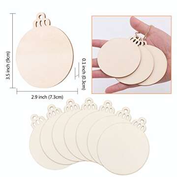 PartyTalk 30pcs Round Wooden Discs with Holes, 3" Unfinished Predrilled Natural Wood Slices for Craf...