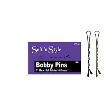 SOFT 'N STYLE Beauty Salon Spa Styling 2" Black Bobby Hair Pins 1 lb HC-P75BLK
