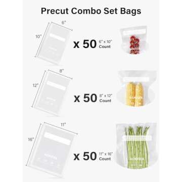 Kootek Vacuum Sealer Bags, 150 Count, Heavy Duty BPA Free Food Seal Bags for Storage, Meal Prep & So...