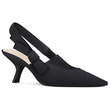 Coutgo Womens Slingback Kitten Heels Closed Pointed Toe Bowknot Knitted Slip On Work Pumps Dress Sho...