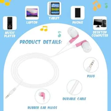 Xuhal 600 Packs Bulk Earbuds Headphones Earphones Kids Colorful Earbuds Classroom Headphones Bulk Wired Ear Buds Earphones Bulk for Kids Adults Smartphones Laptop Classroom School Library