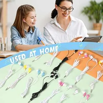 Xuhal 600 Packs Bulk Earbuds Headphones Earphones Kids Colorful Earbuds Classroom Headphones Bulk Wired Ear Buds Earphones Bulk for Kids Adults Smartphones Laptop Classroom School Library