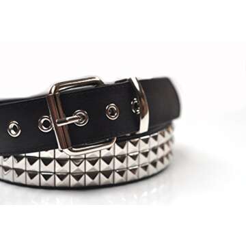 3 Row Pyramid Studded Stud Black Belt XL (40" - 44")