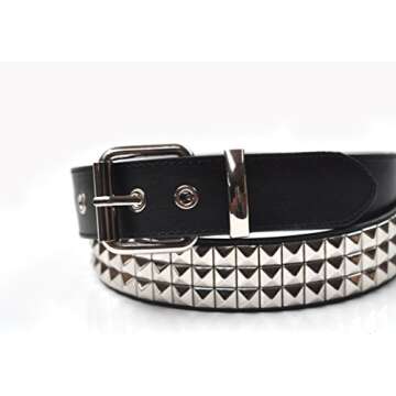 3 Row Pyramid Studded Stud Black Belt XL (40" - 44")