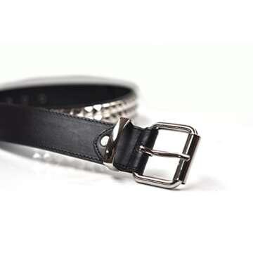 3 Row Pyramid Studded Stud Black Belt XL (40" - 44")