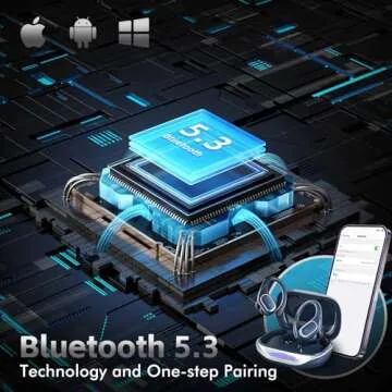 Wireless Earbuds Bluetooth Headphones 80Hrs Playtime Ear Buds IPX7 Waterproof Sports Earphones Wireless Charging Case Over-Ear Earhooks Headest Blue