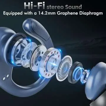 Wireless Earbuds Bluetooth Headphones 80Hrs Playtime Ear Buds IPX7 Waterproof Sports Earphones Wireless Charging Case Over-Ear Earhooks Headest Blue