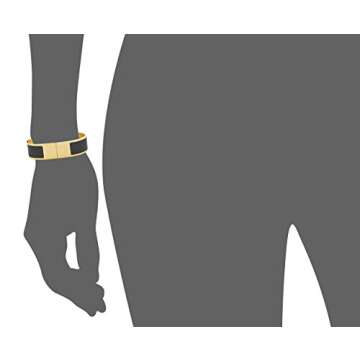 Edforce Stainless Steel Women's 18k Gold Plated Bangle Open Ended Bracelet Buckle Colored Enamel Clasp Stackable (Black)