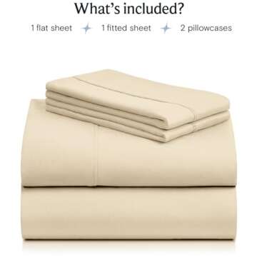 LuxClub 4 PC King Size Sheet Set Deep Pockets 18" Wrinkle Free Cooling Bed Sheets Machine Washable Hotel Bedding Silky Soft - Cream King