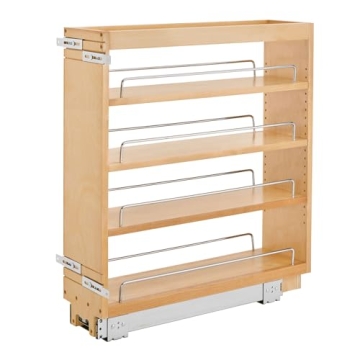 Rev-A-Shelf 6.5" Pullout Kitchen Cabinet Storage Organizer Slide Out Pantry Spice Rack with Adjustab...