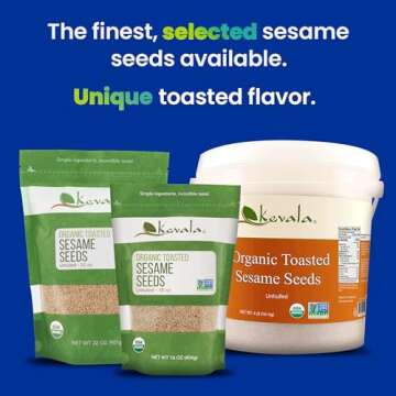 Kevala Organic Toasted Sesame Seeds – Roasted Sesame Seeds – Sesame Seeds Toasted – Sesame Seeds – Sesame Seeds Organic – Organic Seeds – 16 oz – 1 lb