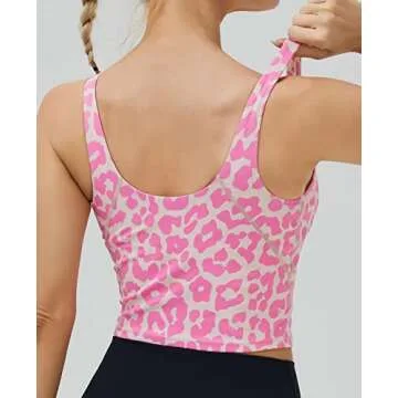 Oalka Sports Bra Longline Padded Crop Tank for Yoga and Fitness